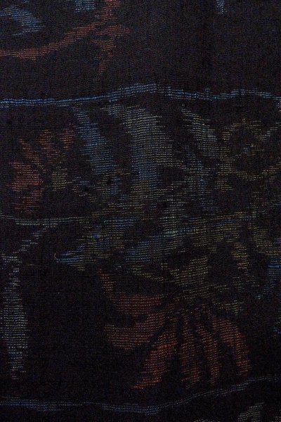 画像5: P0408I 女性用 紬   シルク（正絹） 深い藍,  花 【中古】【USED】【リサイクル】 ★★★☆☆【P0408I】 (5)