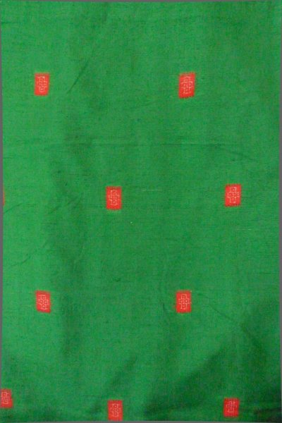 画像4: P0408J 女性用 紬   シルク（正絹） 緑色,  亀甲 【中古】【USED】【リサイクル】 ★★★★☆【P0408J】 (4)
