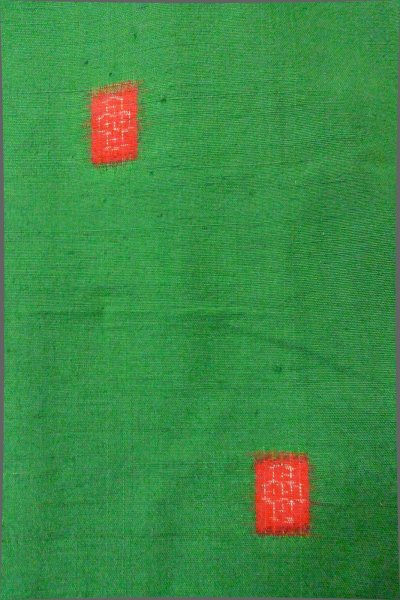 画像6: P0408J 女性用 紬   シルク（正絹） 緑色,  亀甲 【中古】【USED】【リサイクル】 ★★★★☆【P0408J】 (6)