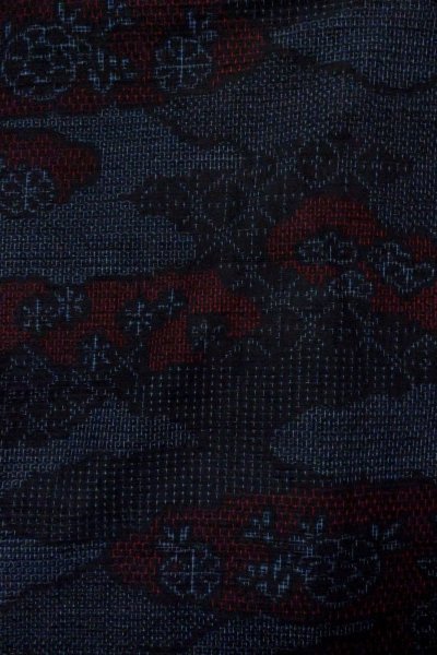 画像3: P0408K 女性用 紬   シルク（正絹） 紺,  花 【中古】【USED】【リサイクル】 ★★★★☆【P0408K】 (3)