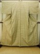 画像1: P0408N 女性用 紬   シルク（正絹） 緑みベージュ,  チェック柄 【中古】【USED】【リサイクル】 ★★☆☆☆【P0408N】 (1)