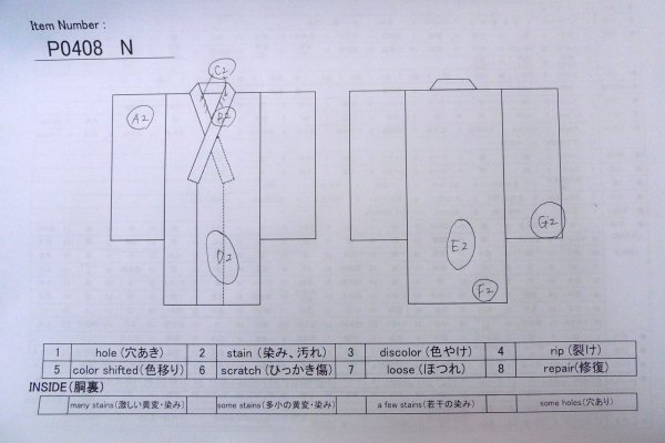 画像13: P0408N 女性用 紬   シルク（正絹） 緑みベージュ,  チェック柄 【中古】【USED】【リサイクル】 ★★☆☆☆【P0408N】 (13)