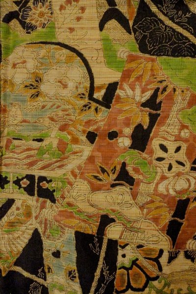 画像3: P0408S 女性用 紬   シルク（正絹） 黒,  桐 【中古】【USED】【リサイクル】 ★★★★☆【P0408S】 (3)