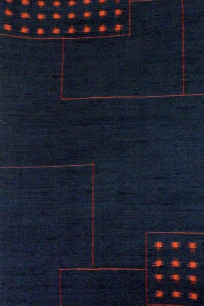 画像7: P0408V 女性用 紬   シルク（正絹） 深い紺,  抽象的模様 【中古】【USED】【リサイクル】 ★★★☆☆【P0408V】 (7)