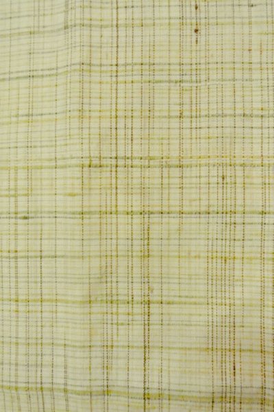 画像5: P0408X 女性用 紬   シルク（正絹） 薄い緑みアイボリー,  チェック柄 【中古】【USED】【リサイクル】 ★★★☆☆【P0408X】 (5)