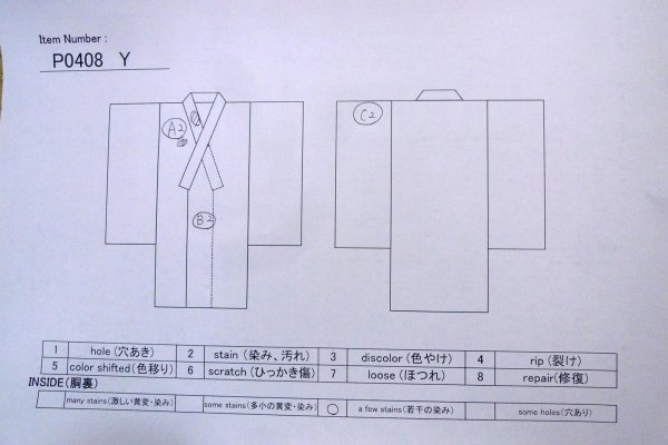 画像11: P0408Y 女性用 紬   シルク（正絹） 深い紺,  蝶々 【中古】【USED】【リサイクル】 ★★★☆☆【P0408Y】 (11)