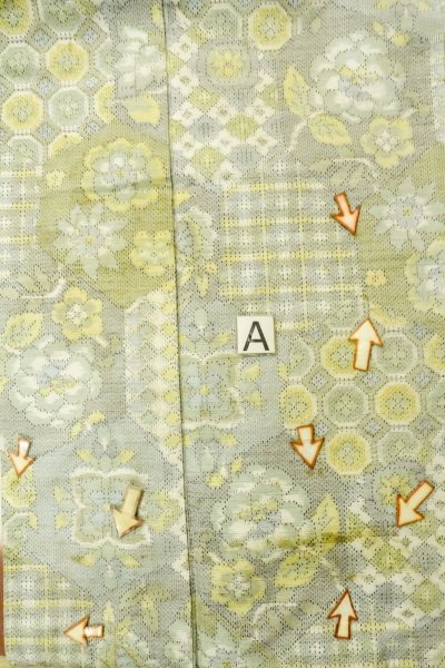 画像14: P0409D 女性用 紬  十日町紬  シルク（正絹） 淡い青緑色,  花 【中古】【USED】【リサイクル】 ★★☆☆☆【P0409D】 (14)