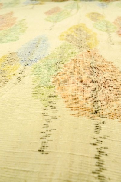 画像10: P0409E 女性用 紬   シルク（正絹） アイボリー,  木 【中古】【USED】【リサイクル】 ★★★☆☆【P0409E】 (10)