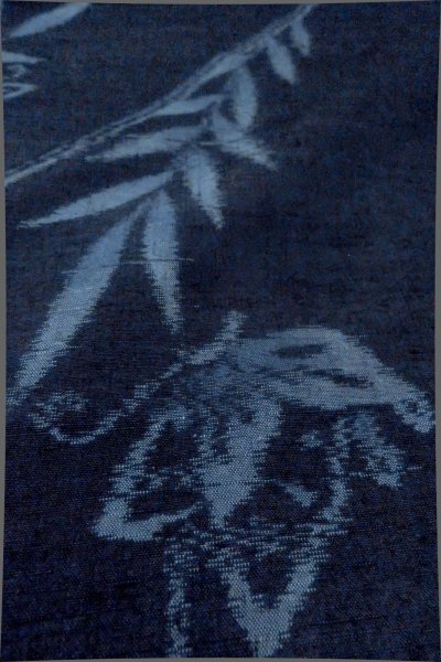 画像7: P0409G 女性用 紬   シルク（正絹） 深い藍,  蝶々 【中古】【USED】【リサイクル】 ★★★★☆【P0409G】 (7)