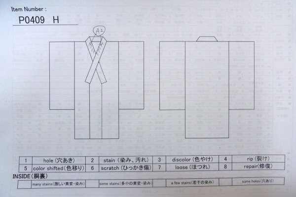 画像13: P0409H 女性用 紬   シルク（正絹） 紺,  菊 【中古】【USED】【リサイクル】 ★★★☆☆【P0409H】 (13)