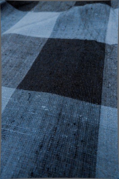 画像6: P0409I 女性用 紬   シルク（正絹） 薄い藍,  チェック柄 【中古】【USED】【リサイクル】 ★★☆☆☆【P0409I】 (6)