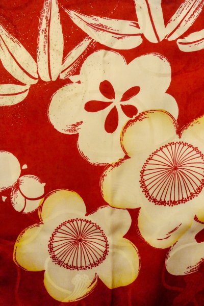 画像3: P0421C 女性用 襦袢   シルク（正絹） 赤色,  梅 【中古】【USED】【リサイクル】 ★★☆☆☆【P0421C】 (3)