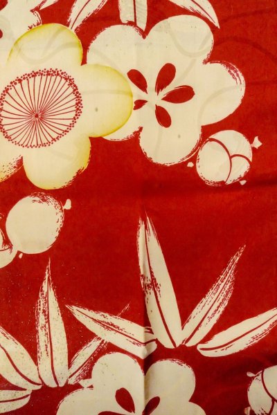 画像4: P0421C 女性用 襦袢   シルク（正絹） 赤色,  梅 【中古】【USED】【リサイクル】 ★★☆☆☆【P0421C】 (4)