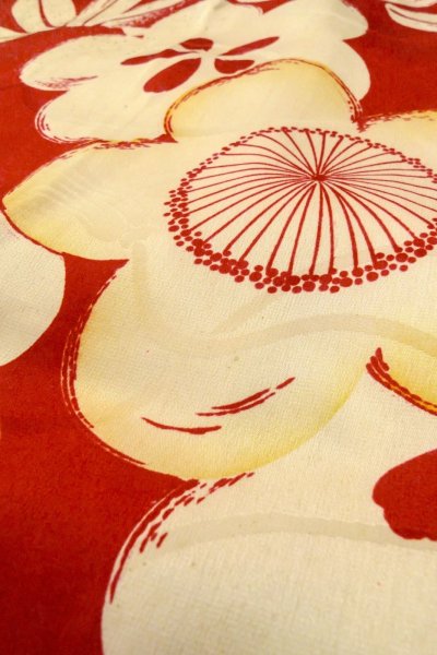 画像8: P0421C 女性用 襦袢   シルク（正絹） 赤色,  梅 【中古】【USED】【リサイクル】 ★★☆☆☆【P0421C】 (8)