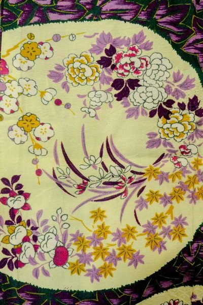 画像6: P0421D 女性用 襦袢   シルク（正絹） 深い緑色,  ぼたん 【中古】【USED】【リサイクル】 ★☆☆☆☆【P0421D】 (6)