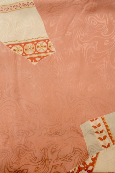 画像3: P0421R 女性用 襦袢   シルク（正絹） 薄い珊瑚色,  花 【中古】【USED】【リサイクル】 ★★★☆☆【P0421R】 (3)