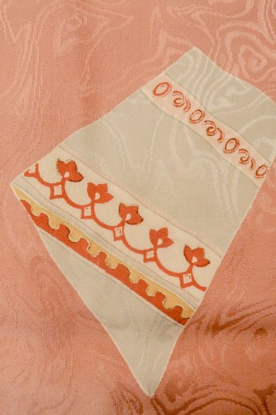 画像5: P0421R 女性用 襦袢   シルク（正絹） 薄い珊瑚色,  花 【中古】【USED】【リサイクル】 ★★★☆☆【P0421R】 (5)