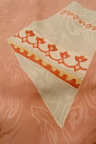 画像9: P0421R 女性用 襦袢   シルク（正絹） 薄い珊瑚色,  花 【中古】【USED】【リサイクル】 ★★★☆☆【P0421R】 (9)
