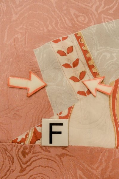 画像19: P0421R 女性用 襦袢   シルク（正絹） 薄い珊瑚色,  花 【中古】【USED】【リサイクル】 ★★★☆☆【P0421R】 (19)