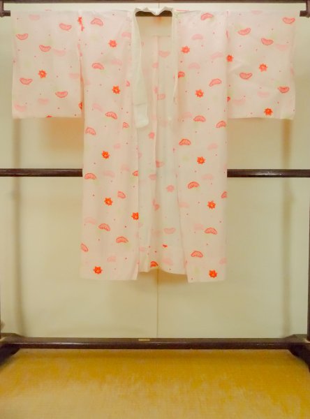 画像1: P0422B 女性用 襦袢   モスリン 淡い桃色,  桜 【中古】【USED】【リサイクル】 ★★★☆☆【P0422B】 (1)
