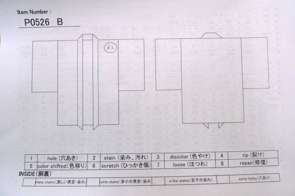 画像15: P0526B 男性用 羽織   シルク（正絹） 深い紺,  チェック柄 【中古】【USED】【リサイクル】 ★★★☆☆【P0526B】 (15)