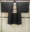 画像1: P0526G 男性用 羽織   シルク（正絹） 黒,  寺 【中古】【USED】【リサイクル】 ★★☆☆☆【P0526G】 (1)