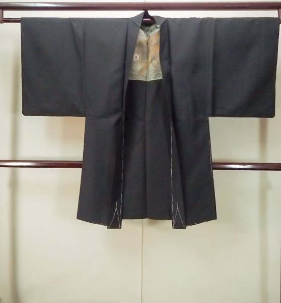 画像1: P0526H 男性用 羽織   シルク（正絹） 青み茶色,  抽象的模様 【中古】【USED】【リサイクル】 ★★★★☆【P0526H】 (1)