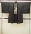 画像1: P0526L 男性用 羽織   シルク（正絹） 黒,  松/松葉 【中古】【USED】【リサイクル】 ★★★★☆【P0526L】 (1)