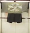 画像3: P0526L 男性用 羽織   シルク（正絹） 黒,  松/松葉 【中古】【USED】【リサイクル】 ★★★★☆【P0526L】 (3)