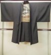 画像1: P0526M 男性用 羽織   シルク（正絹） 黒,  山 【中古】【USED】【リサイクル】 ★★★★☆【P0526M】 (1)