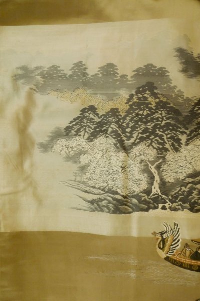 画像10: P0526M 男性用 羽織   シルク（正絹） 黒,  山 【中古】【USED】【リサイクル】 ★★★★☆【P0526M】 (10)
