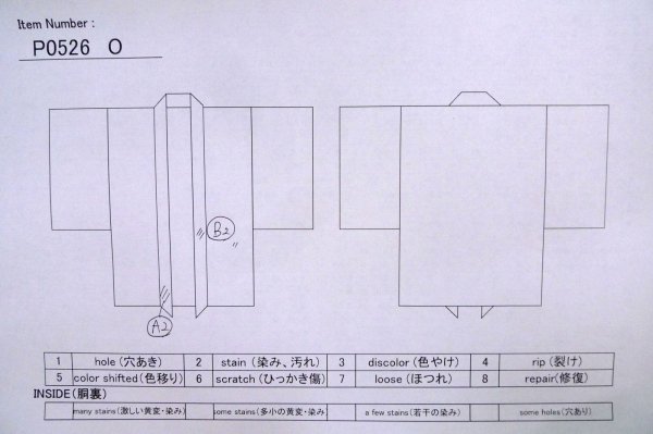 画像12: P0526O 男性用 羽織  大島紬  シルク（正絹） 深い青,  富士 【中古】【USED】【リサイクル】 ★★★☆☆【P0526O】 (12)