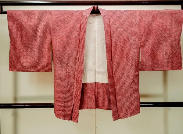 画像1: P0526R 女性用 羽織   シルク（正絹） 赤色,  かのこ 【中古】【USED】【リサイクル】 ★★★★☆【P0526R】 (1)