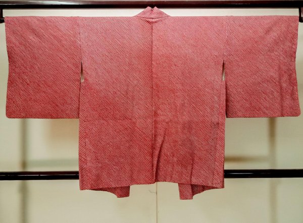 画像2: P0526R 女性用 羽織   シルク（正絹） 赤色,  かのこ 【中古】【USED】【リサイクル】 ★★★★☆【P0526R】 (2)
