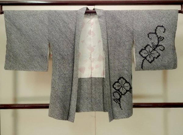 画像1: P0526V 女性用 羽織   シルク（正絹） 深い藍,  花 【中古】【USED】【リサイクル】 ★★★★☆【P0526V】 (1)