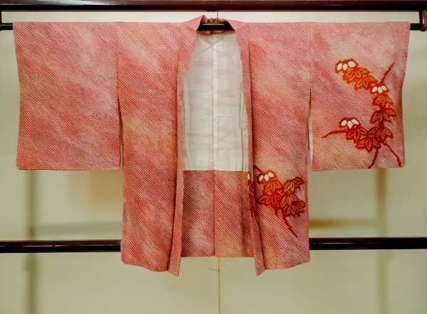 画像1: P0526W 女性用 羽織   シルク（正絹） 茶色み橙色,  竹 【中古】【USED】【リサイクル】 ★★★☆☆【P0526W】 (1)