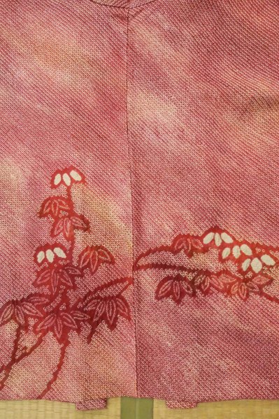 画像3: P0526W 女性用 羽織   シルク（正絹） 茶色み橙色,  竹 【中古】【USED】【リサイクル】 ★★★☆☆【P0526W】 (3)