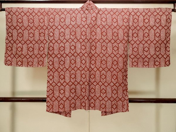 画像2: P0526Z 女性用 羽織   シルク（正絹） 赤みえんじ,  かのこ 【中古】【USED】【リサイクル】 ★★★★☆【P0526Z】 (2)