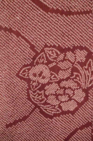 画像4: P0527C 女性用 羽織   シルク（正絹） 深い茶色,  花丸文 【中古】【USED】【リサイクル】 ★★★★☆【P0527C】 (4)