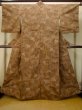 画像1: P0616E 女性用 紬   シルク（正絹） 淡い茶色,  花 【中古】【USED】【リサイクル】 ★☆☆☆☆【P0616E】 (1)