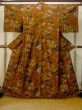 画像1: P0616G 女性用 紬   シルク（正絹） 深い橙色,  葉 【中古】【USED】【リサイクル】 ★★★★☆【P0616G】 (1)