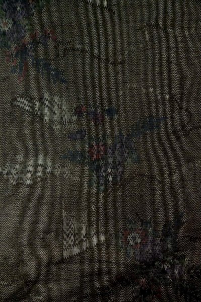 画像3: P0616N 女性用 紬  十日町紬  シルク（正絹） 深い灰色,  花 【中古】【USED】【リサイクル】 ★★★★☆【P0616N】 (3)