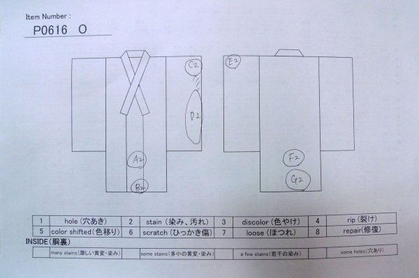 画像11: P0616O 女性用 紬   シルク（正絹） 紺,  幾何学模様 【中古】【USED】【リサイクル】 ★★☆☆☆【P0616O】 (11)