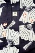 画像17: P0616Y 女性用 浴衣（日本製）   綿 藍,  扇 【中古】【USED】【リサイクル】 ★★☆☆☆【P0616Y】 (17)