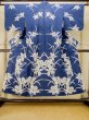 画像1: P0617D 女性用 浴衣（日本製）   綿 藍,  花 【中古】【USED】【リサイクル】 ★★★★☆【P0617D】 (1)