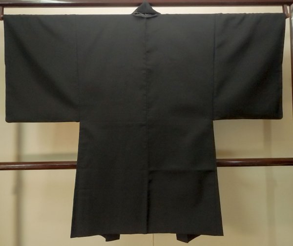 画像2: P0708G 男性用 羽織   シルク（正絹） 黒,  【中古】【USED】【リサイクル】 ★☆☆☆☆【P0708G】 (2)