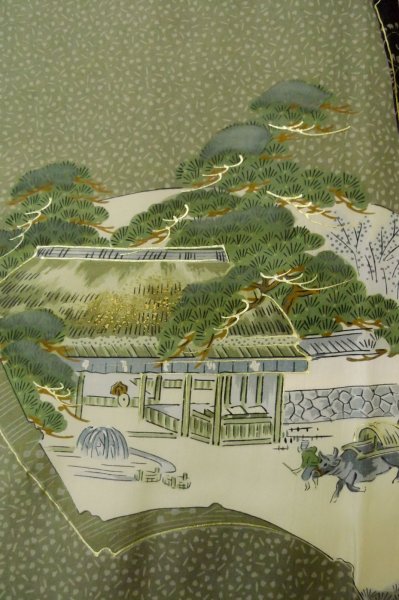 画像12: P0708H 男性用 羽織   シルク（正絹） 深い藍,  幾何学模様 【中古】【USED】【リサイクル】 ★★☆☆☆【P0708H】 (12)