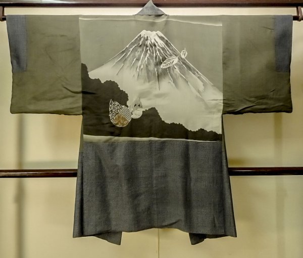 画像3: P0708I 男性用 羽織   シルク（正絹） 青み灰色,  抽象的模様 【中古】【USED】【リサイクル】 ★☆☆☆☆【P0708I】 (3)