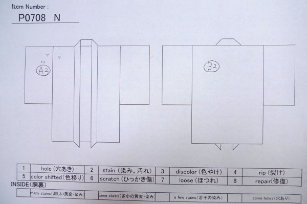 画像14: P0708N 男性用 羽織  大島紬  シルク（正絹） 深い紺,  亀甲 【中古】【USED】【リサイクル】 ★★★☆☆【P0708N】 (14)
