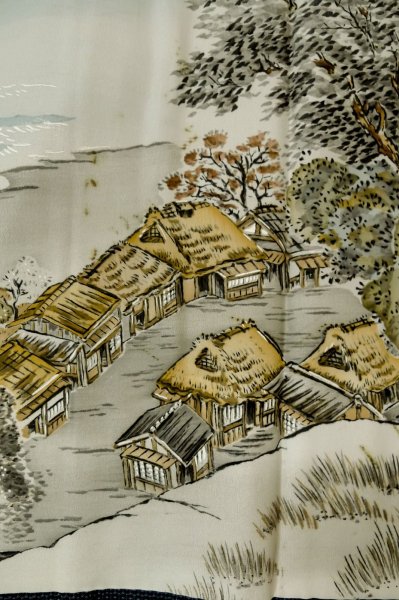 画像10: P0708Q 男性用 羽織   シルク（正絹） 深い紺,  亀甲 【中古】【USED】【リサイクル】 ★★★☆☆【P0708Q】 (10)